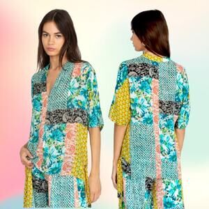 JOHNNY WAS Paisley Ravenne Blouse Top Floral Tropical Vacation Boho Cabincore